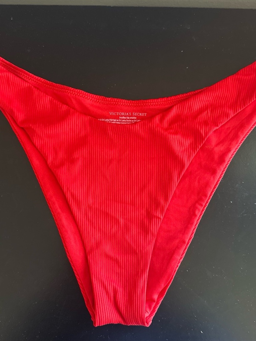 Victoria's Secret Bright Red Ribbed Bikini Bottom